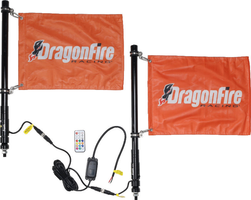 DragonFire Racing 2Ft Spiral LED Light Whip – Black with Programmable Dance Patterns