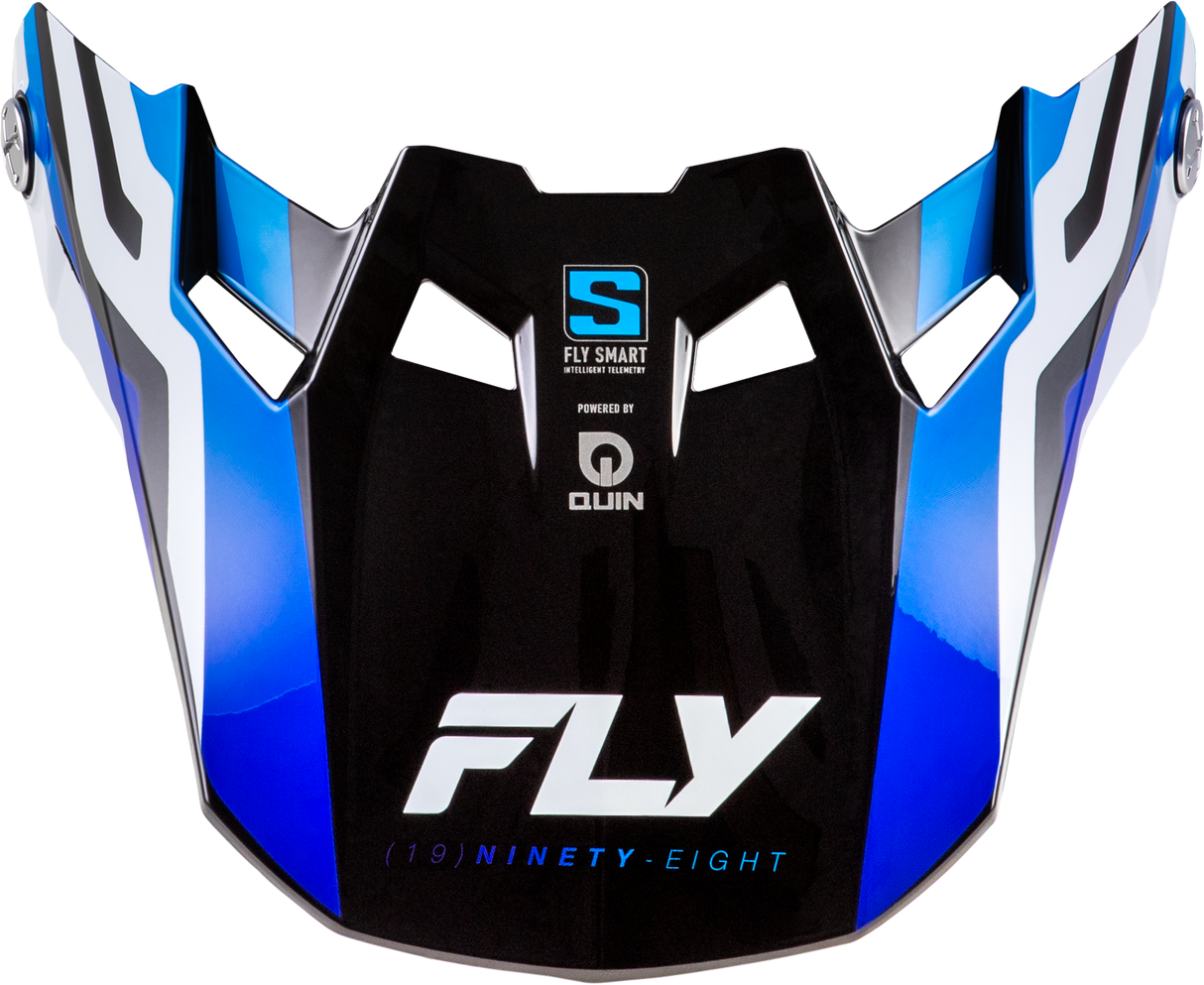FLY RACING Formula S Carbon Byte Visor – Blue Carbon/Blue/White for Formula S, Formula CC, and Formula CP Helmets