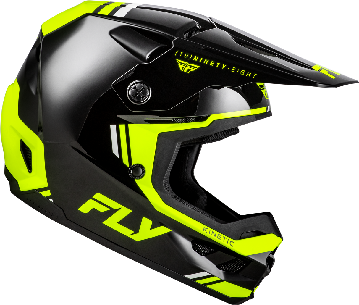FLY Racing Kinetic Verdict Helmet for Off-Road Motorcycles - Black/Hi Vis/Grey, Medium Fits Honda CRF250R, Yamaha YZ250F, KTM SX250