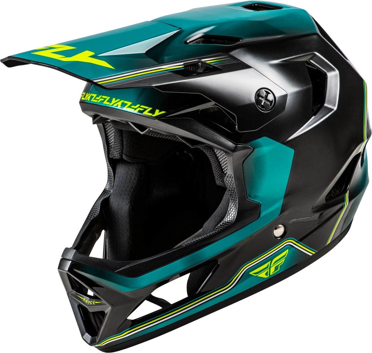 Fly Racing Rayce Repeat Bicycle Helmet Black/Teal/Hi Vis XL - Lightweight Aero Helmet with Removable Liner for Cycling Enthusiasts