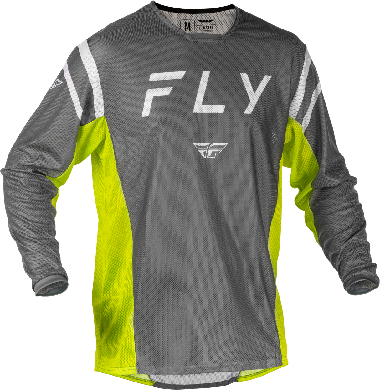 Fly Racing Kinetic Mesh Center Jersey Grey/White/Hi Vis 2X for ATV and Dirt Bikes