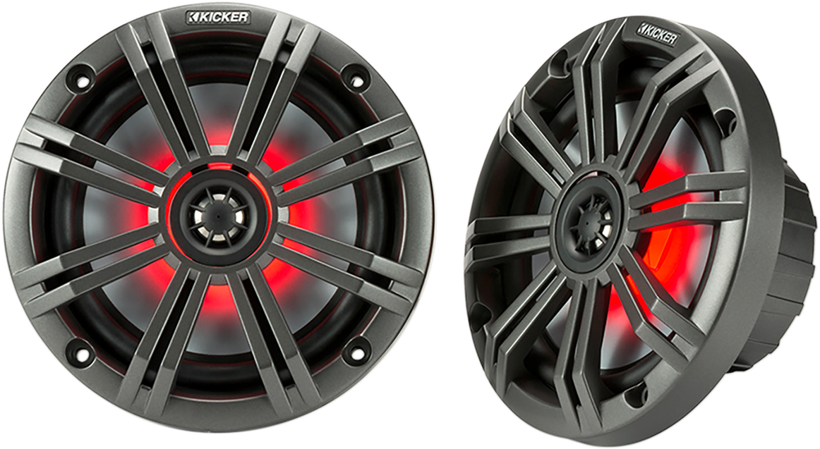 KICKER 6.5-Inch Speakers with 7-Color LED - Part Number 45KM654L for Car Marine & ATV