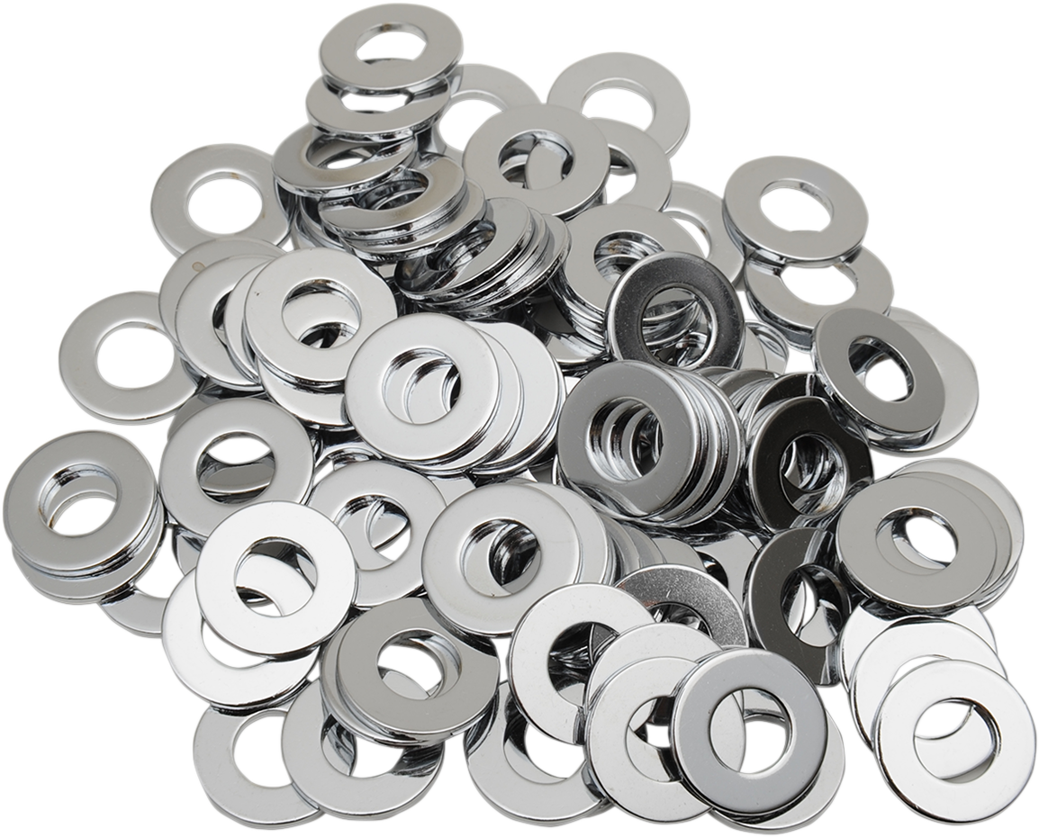Drag Specialties Flat Washers - 1/4 inch, Chrome - Part Number MPB174, Suitable for Harley-Davidson Motorcycles