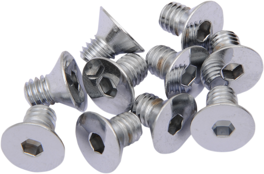 Drag Specialties Flat-Head Chrome Bolts – 5/16"-18 x 5/8" – Compatible with Harley-Davidson Models