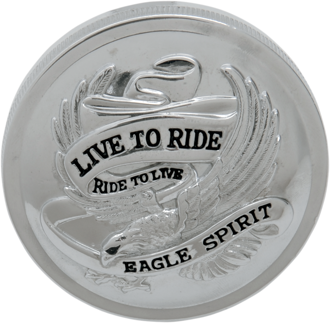 Drag Specialties Live to Ride Chrome Gas Cap - Non-Vented, 3 Inch Diameter for Harley-Davidson Motorcycles (Part #72643)