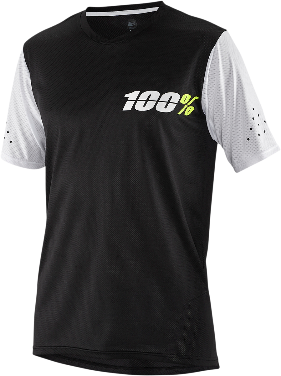 100% Ridecamp Short-Sleeve Jersey with Drop Tail and Goggle Wipe - Black, Small - Part 41401-001-10 for Mountain Biking and Cycling