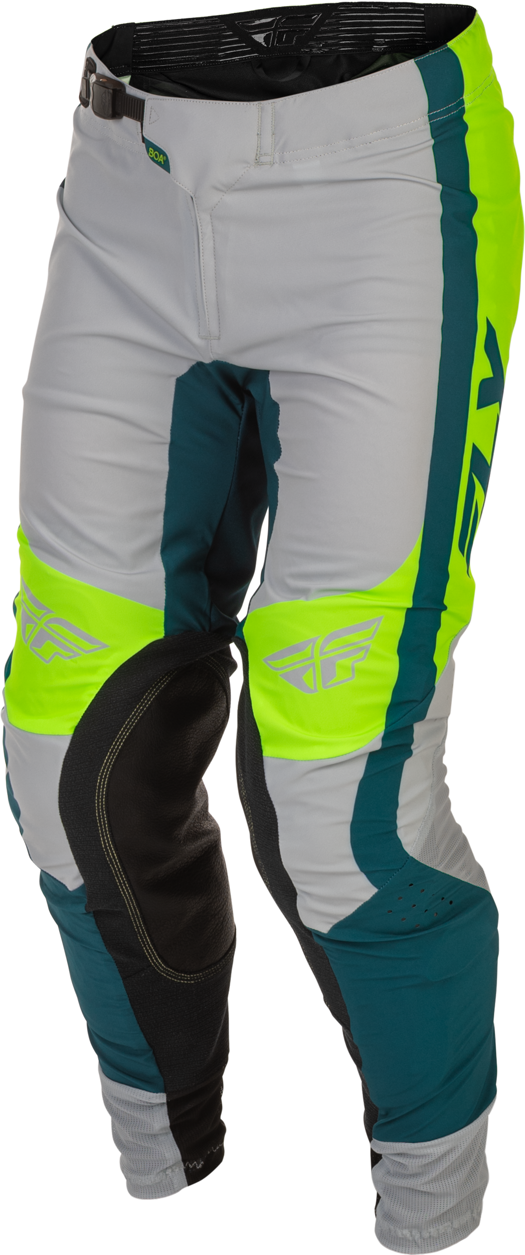 Fly Racing Lite Pants Grey/Lime/Teal Size 32 for Motocross and Off-Road Vehicles
