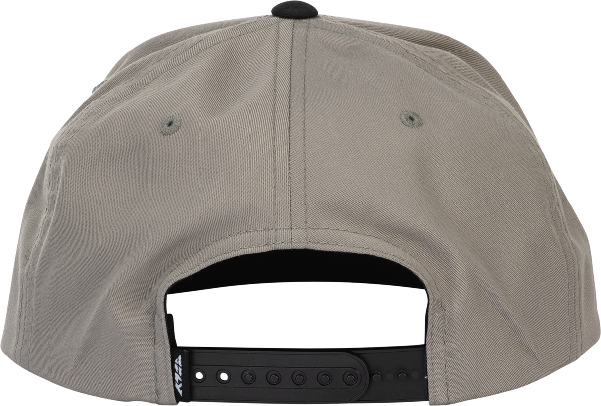 Fly Racing Fly Flow Hat Grey with Adjustable Snapback Closure - Perfect for Off-Road and Motocross Enthusiasts