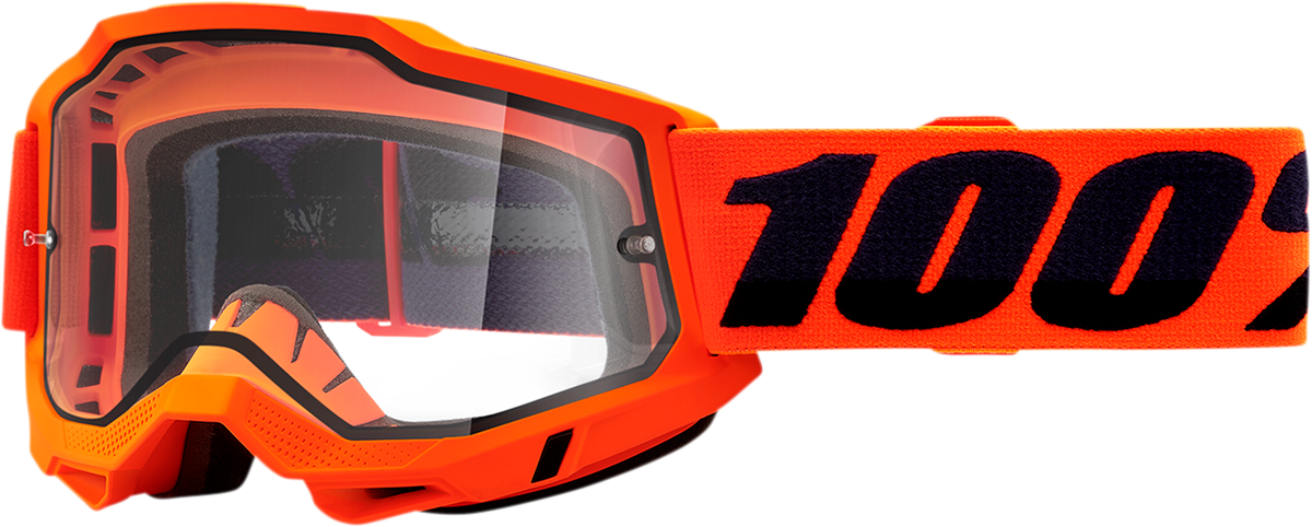100% Accuri 2 Enduro Goggle with Clear Dual Pane Lens - Neon Orange Frame for Motocross and Enduro Riders