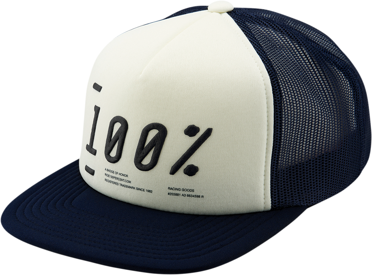 100% Transfer Hat Navy - Classic Trucker Snapback with Sonic Weld Logo - One Size Fits Most
