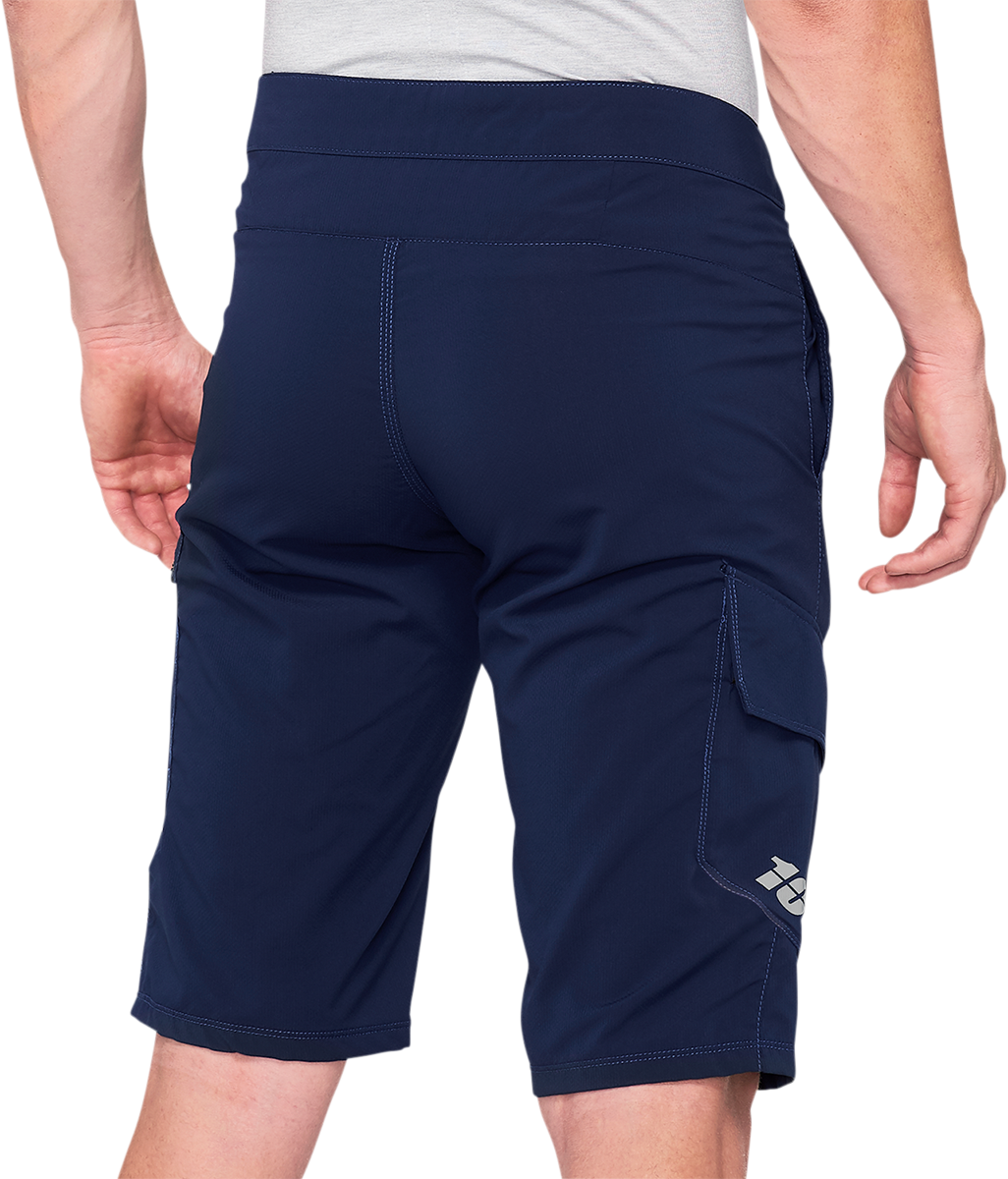 100% Ridecamp Shorts - Navy, US 34 - Durable DWR Polyester with 2-Way Mechanical Stretch, Part Number 40029-00024
