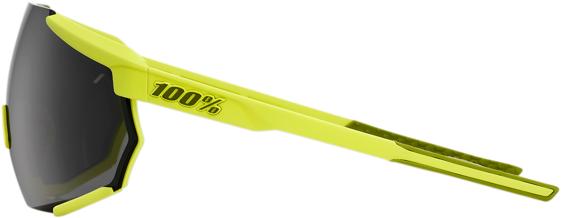 100% Racetrap Sunglasses - Soft Tact Banana Frame with Black Mirror Lens, UV400 Protection, Interchangeable Lenses, Fits Motorcycle, Cycling, and Sports Enthusiasts