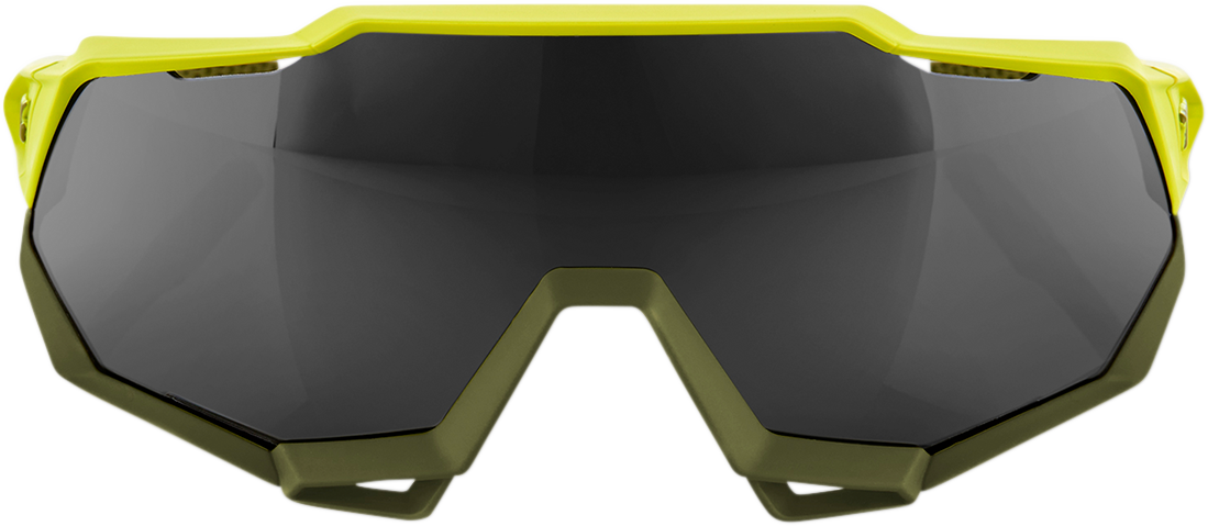 100% Speedtrap Sunglasses Soft Tact Banana with Black Mirror Lens - Fits Motorcycle, Cycling, and Outdoor Activities