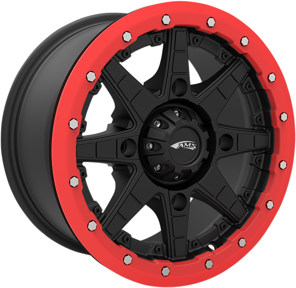 AMS Beadlock Ring Replacement for Roll'n 106 Wheels - 15 Inch, Red - Part Number 15B04