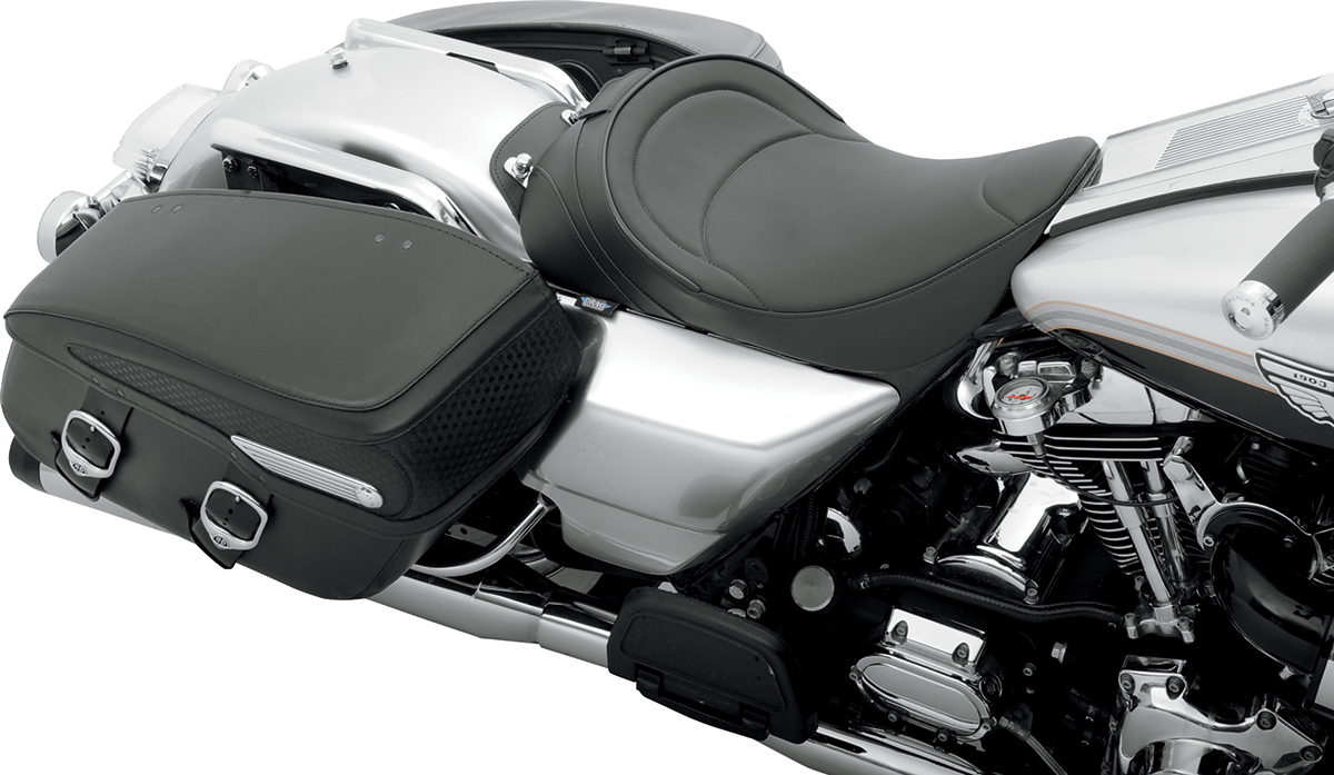 DRAG SPECIALTIES SEATS Solo Seat with Driver Backrest for Harley FLH 1997-2007, Mild Stitched - Part 0801-0493