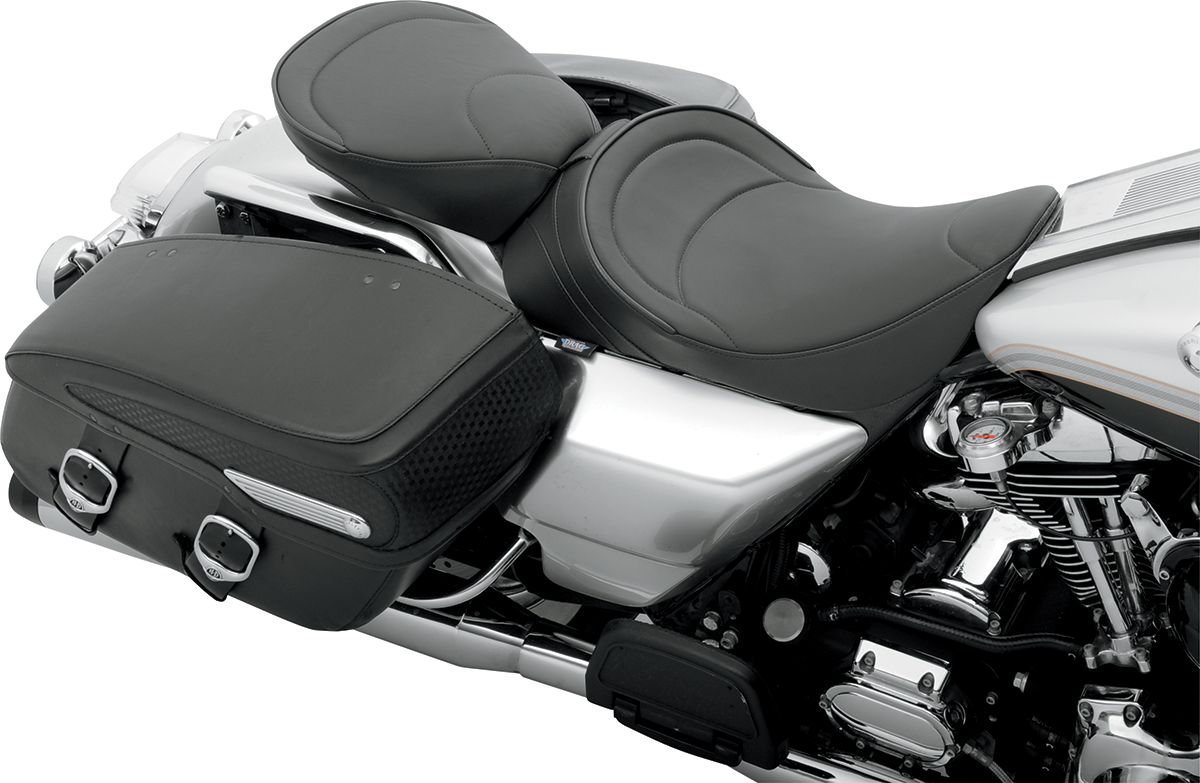 DRAG SPECIALTIES SEATS Solo Seat with Driver Backrest for Harley FLH 1997-2007, Mild Stitched - Part 0801-0493