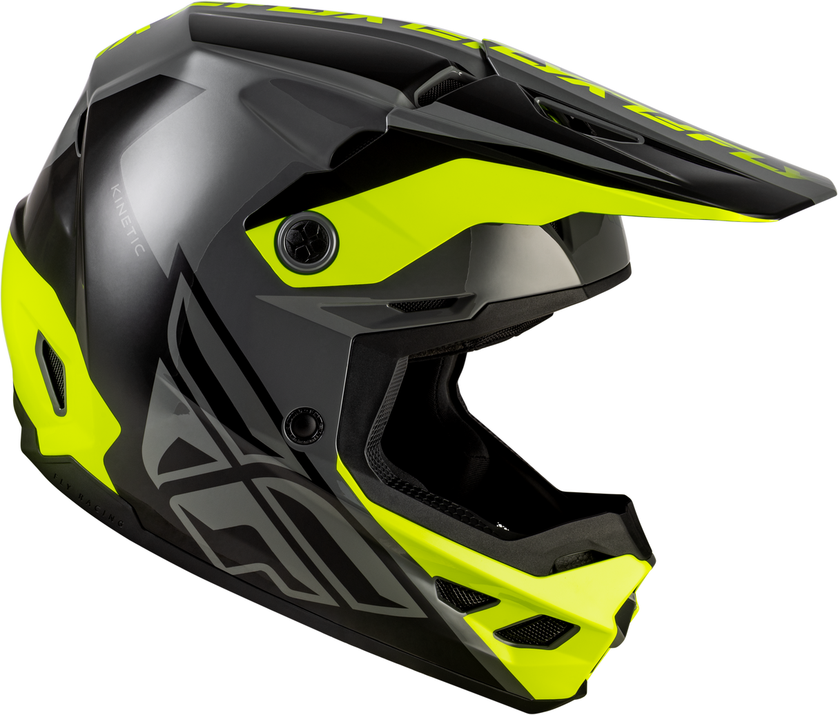FLY Racing Kinetic Crest Helmet for Off-Road Motorcycles – Grey/Black/Hi Vis, XL