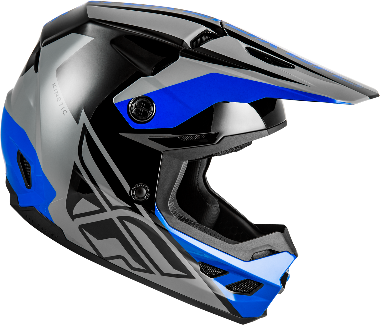 FLY Racing Kinetic Crest Helmet for Off-Road Motorcycles - Grey/Black/Blue, Size XS