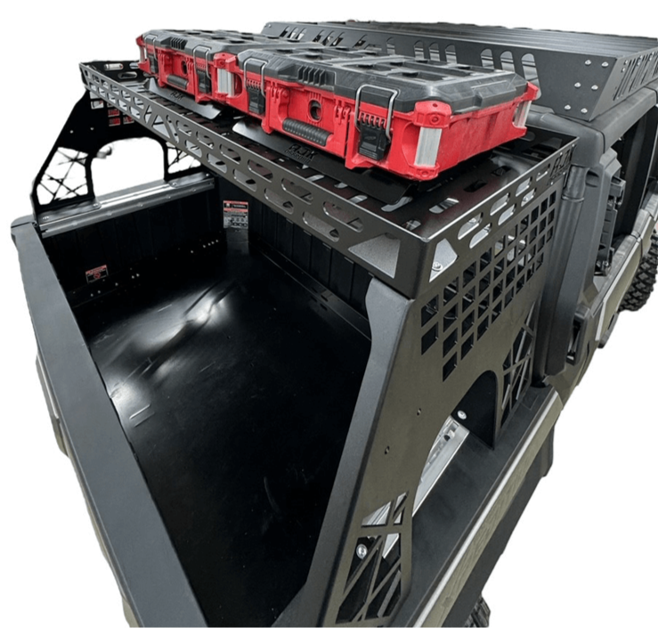 Polaris Xpedition Headache Rack 3/4 Rack by AJK Offroad Side Back View with Loadouts