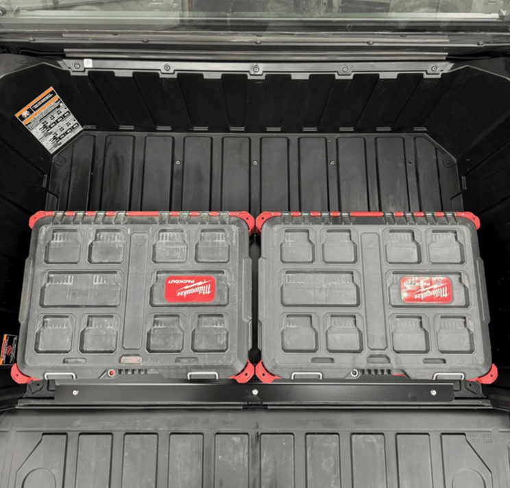 Polaris Xpedition Rear Packout Mount by AJK Offroad Birds Eye Top View of Two Flat Kits