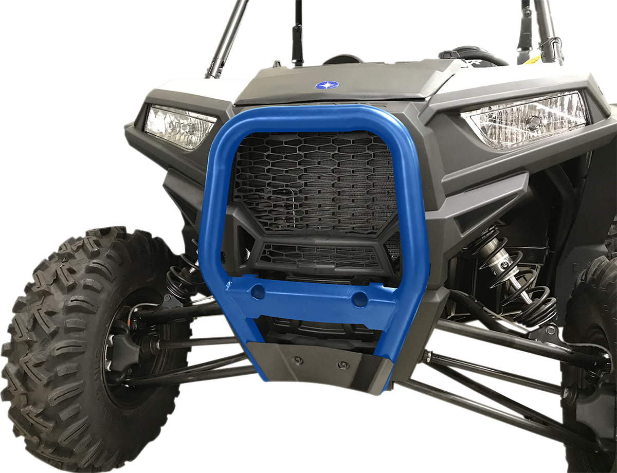 MOOSE OFFROAD Front Bull Bar for RZR – 2-Inch Steel Tubing with Blue Powder Coat – Part No. 0530-1443
