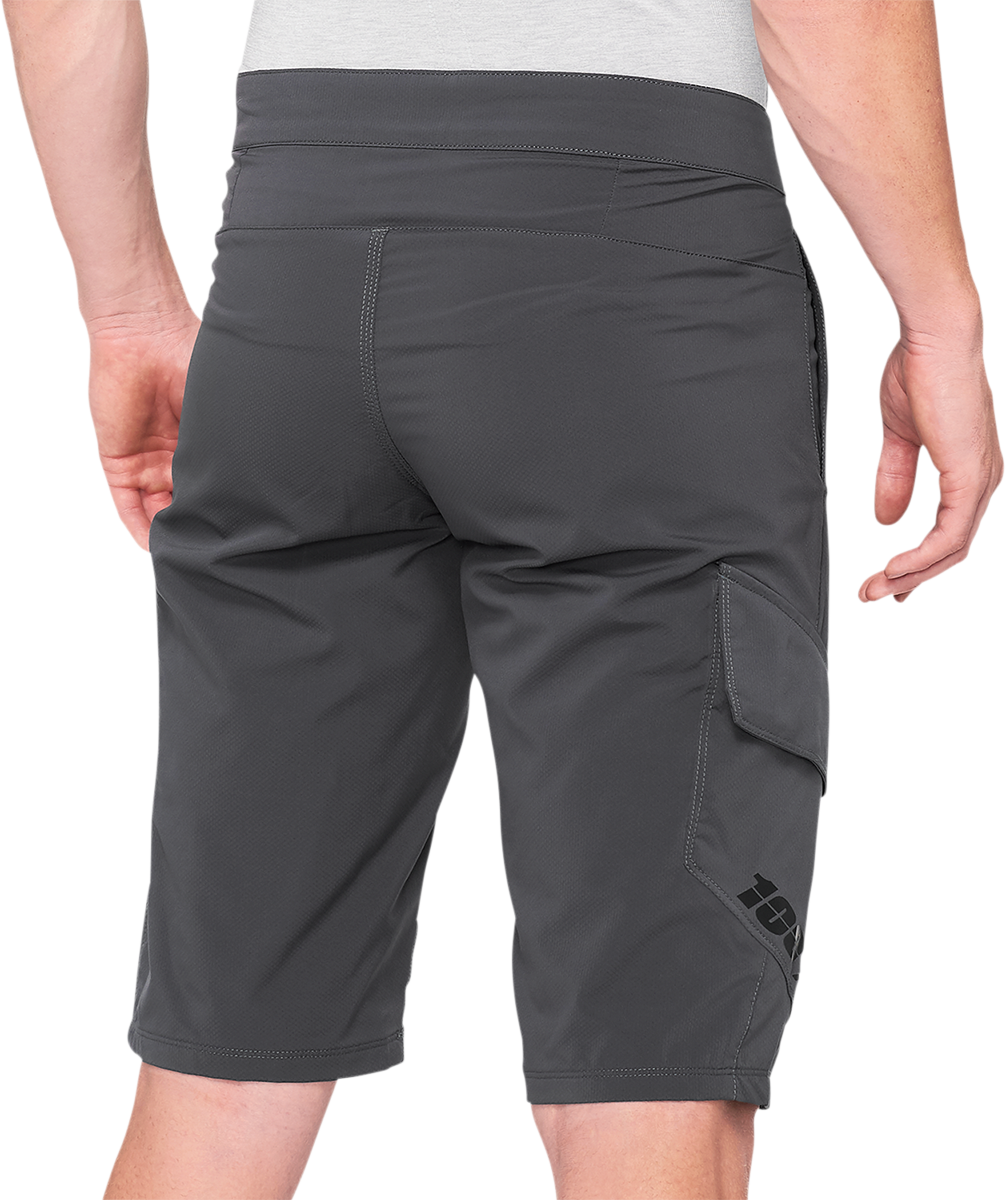 100% Ridecamp Shorts Charcoal US 36 with DWR Polyester Stretch Twill and Reflective Tape