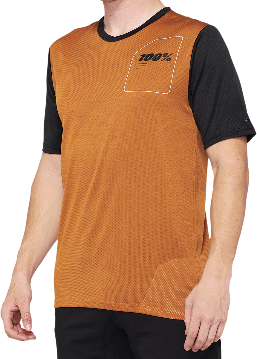 100% Ridecamp Short-Sleeve Jersey - Terracotta/Black for Mountain Biking and Cycling, Part Number 40027-00016