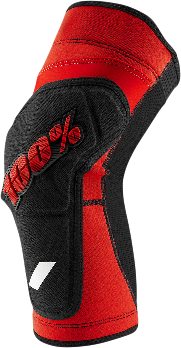 100% Ridecamp Knee Guards - Medium - Red/Black - Lightweight Motorcycle Protective Gear for Off-Road and Motocross Vehicles