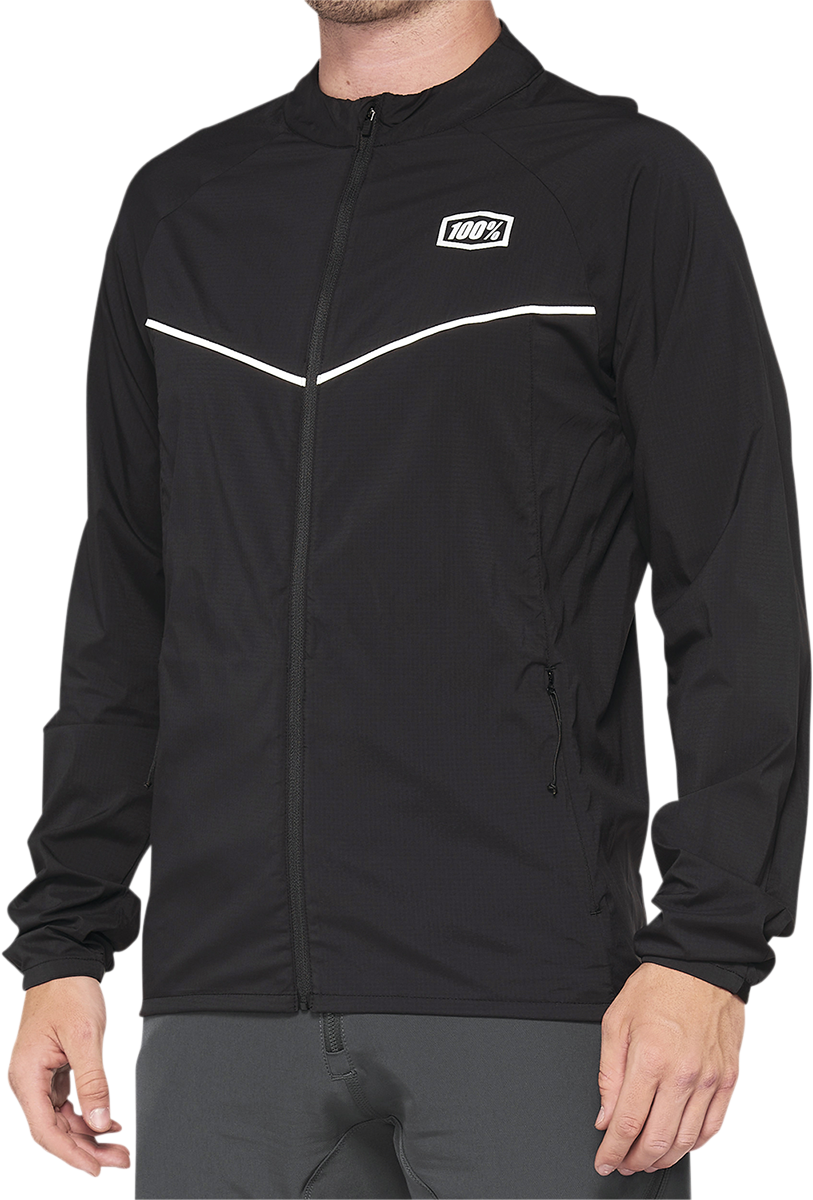 100% Corridor Stretch Windbreaker Jacket for Road and Trail – Black, Medium (Part No. 40042-00001)