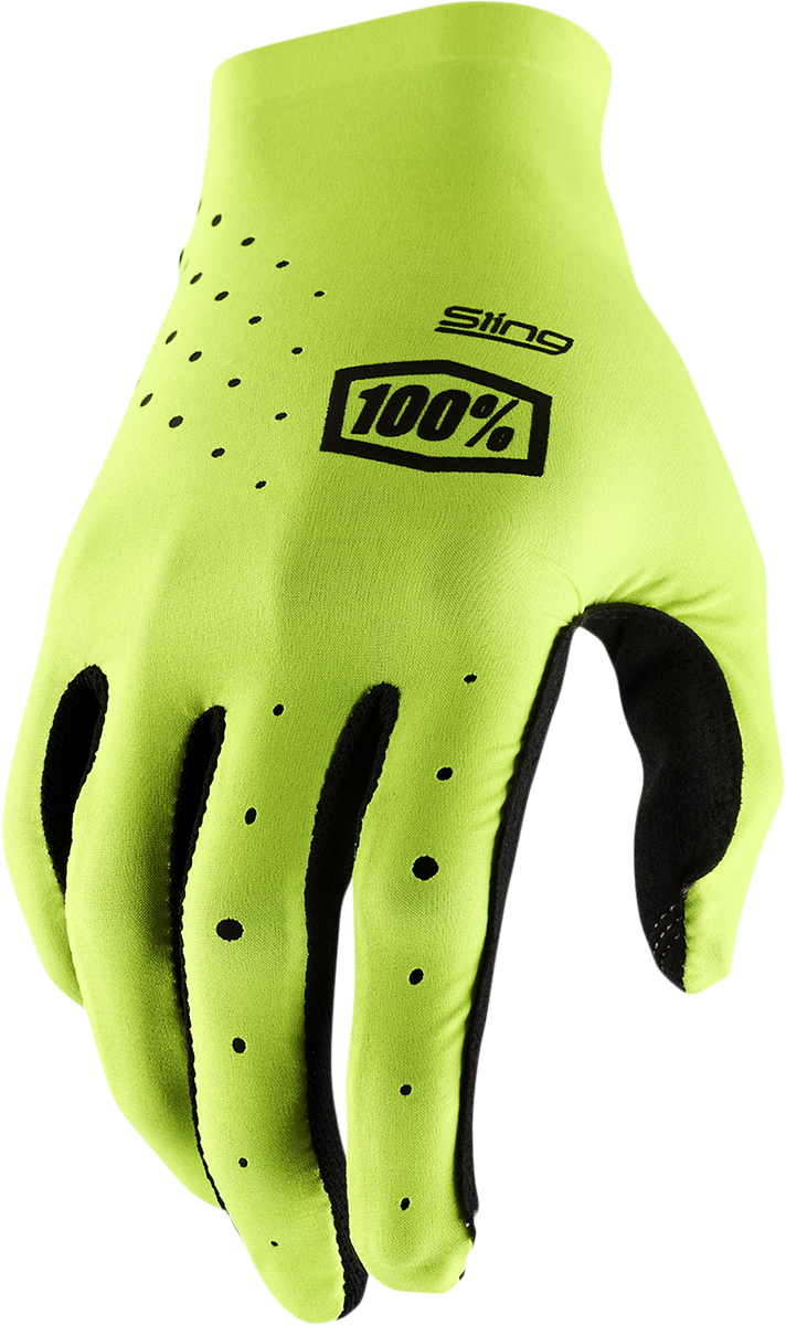 100% Sling MX Gloves Small with Fluorescent Yellow Color - Designed for Motocross and Off-Road Motorcycle Riders