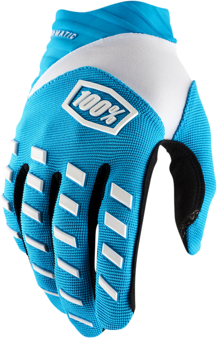 100% Airmatic Gloves - Blue, Small | Durable Neoprene Cuff & Tech-Enabled Design for Motorcycle Riding