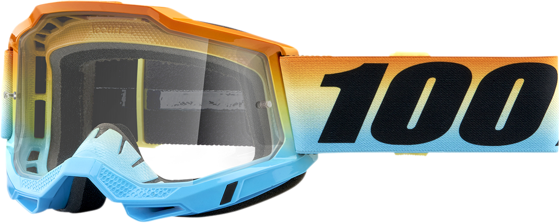 100% Accuri 2 Goggle - Sunset with Clear Lens for ATV, Motocross, and Mountain Biking