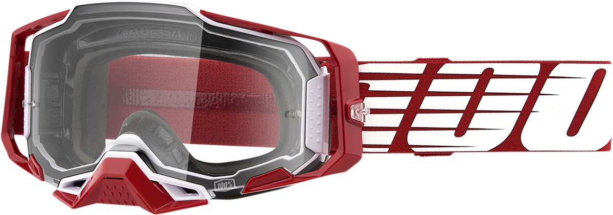 100% Armega Goggle 50004-00009 - Oversized Deep Red with Clear Lens for ATV, Motocross, and Off-Road Vehicles