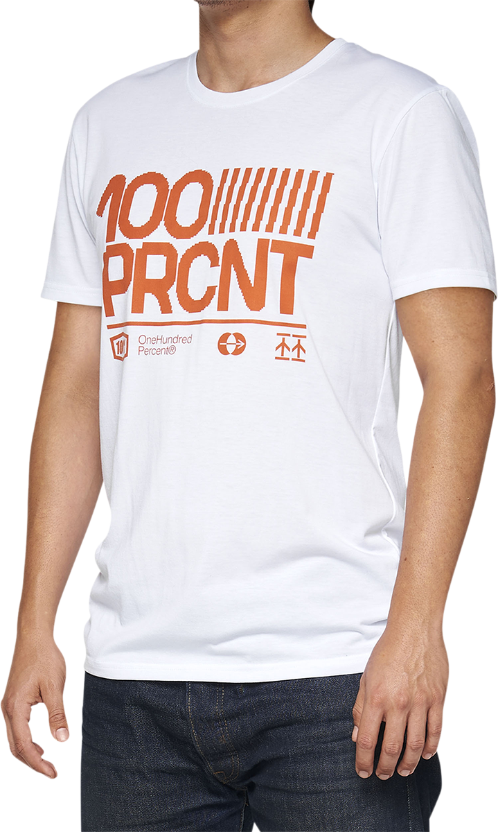 100% Tech Surman T-Shirt - White Large - Quick Dry Poly-Cotton Sport Tee with Anti-Odor Treatment
