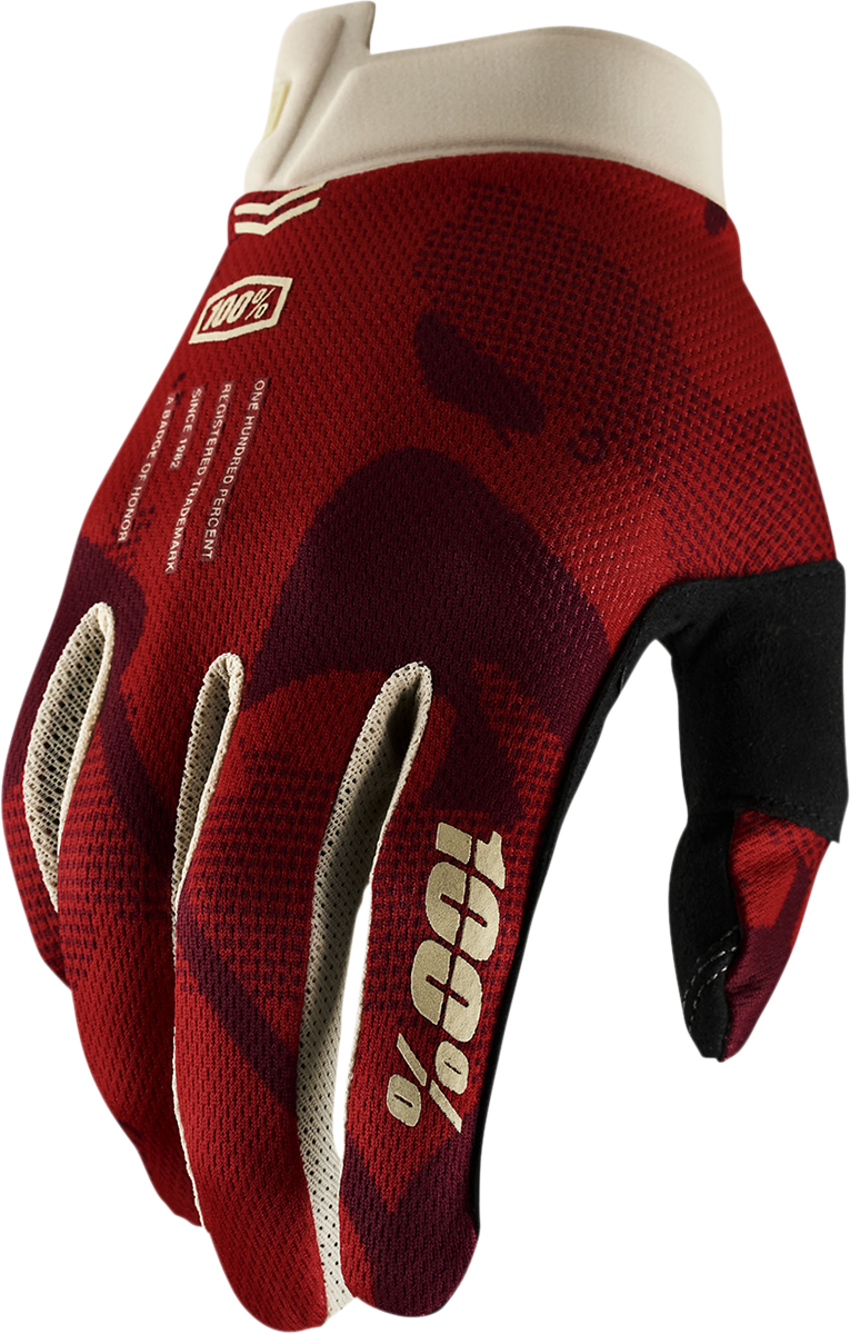 100% iTrack Gloves Terra Small - Silicone Palm, Mesh Ventilation, and Tech-Thread Integration for Mountain Biking and Cycling