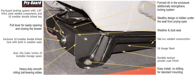 Tuffy Products Jeep Wrangler Underseat Drawer with Keyed Lock - Model 247-01