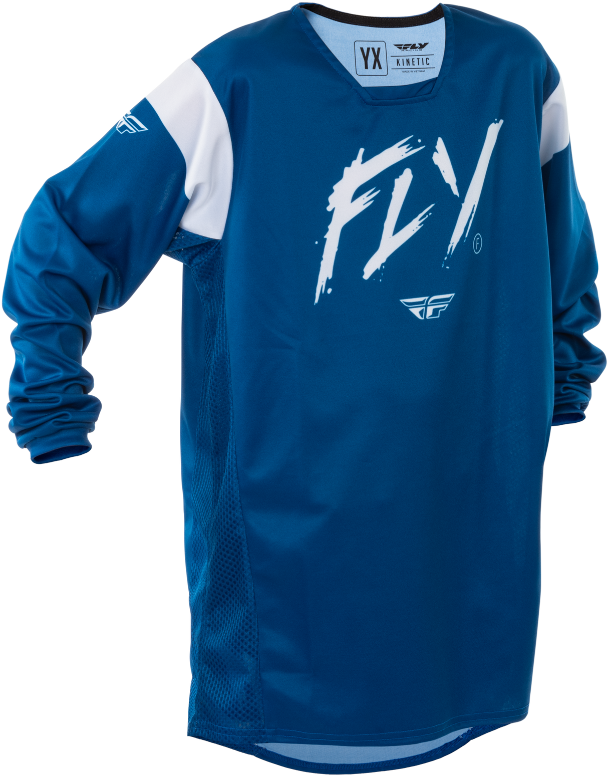 Fly Racing Youth Kinetic Stoke Jersey Navy/White - Youth Off-Road Motorcycle Jersey for Trail and Motocross Use