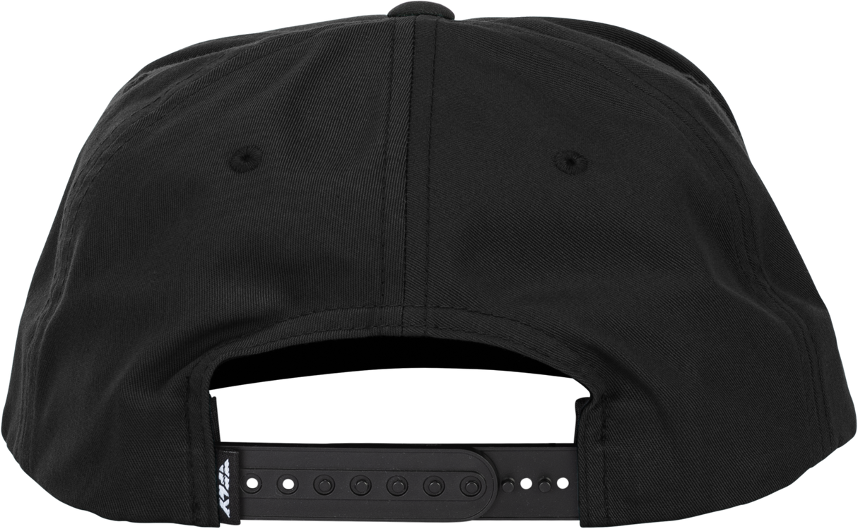 Fly Racing Varsity Hat Black with Embroidered Logo - Adjustable Snapback, One Size Fits Most