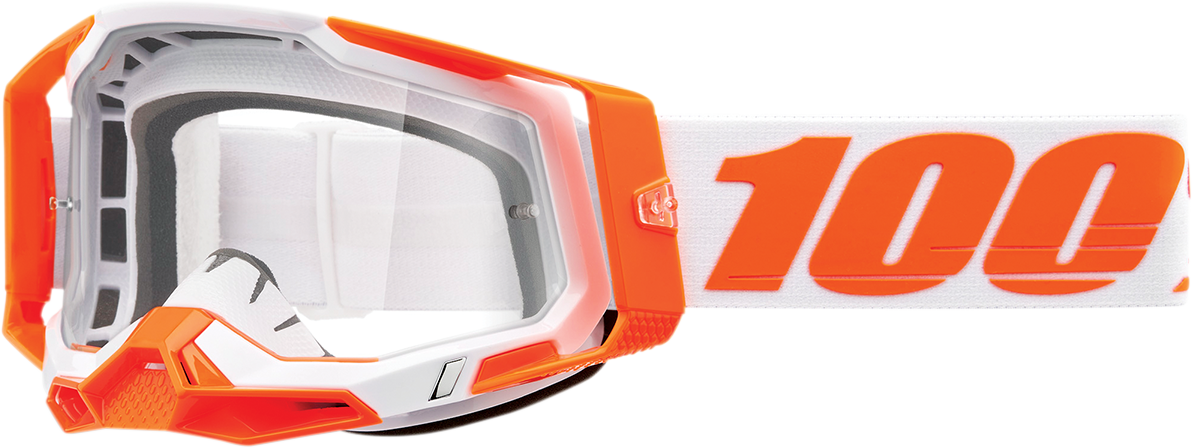 100% Racecraft 2 Goggle Orange with Clear Lens - Vehicle Fitment for Off-Road and ATV Vehicles