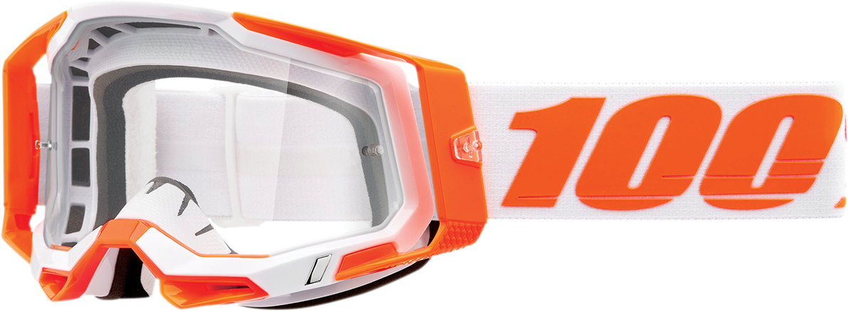 100% Racecraft 2 Goggle Orange with Clear Lens - Vehicle Fitment for Off-Road and ATV Vehicles