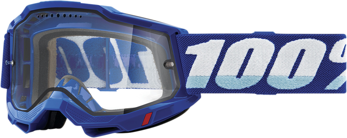 100% Accuri 2 Enduro MTB Goggle with Clear Lens - Blue Frame, Part 50016-00002, Suitable for Mountain Biking and Off-Road Cycling