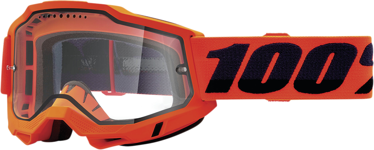 100% Accuri 2 Enduro MTB Goggle Neon Orange with Clear Lens - Perfect Fit for Mountain Biking