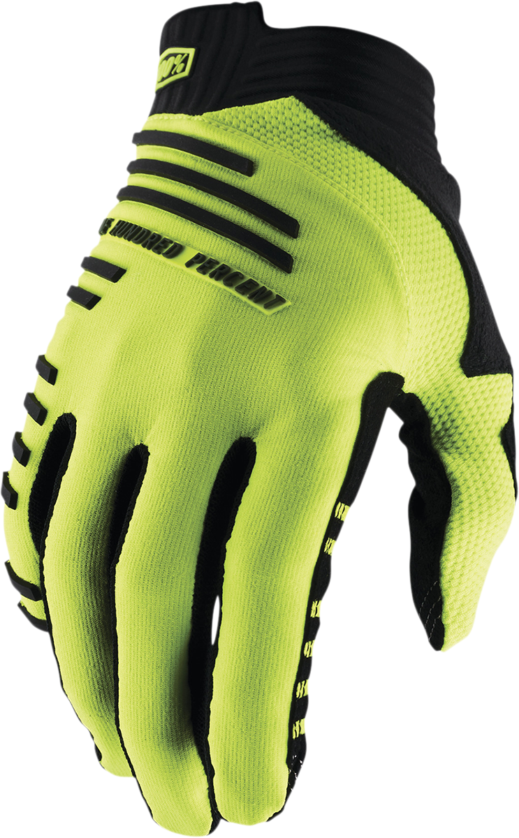 100% R-Core MTB Gloves - Fluorescent Yellow, Large | Durable Cycling Gloves for Mountain Biking