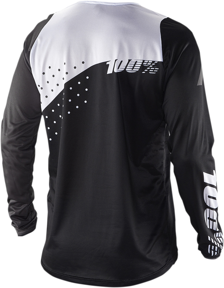 100% R-Core Long-Sleeve Jersey for Motorcycles - Black/White 2XL - 100% Part 40005-00014, Ideal for Off-Road and Trail Riding