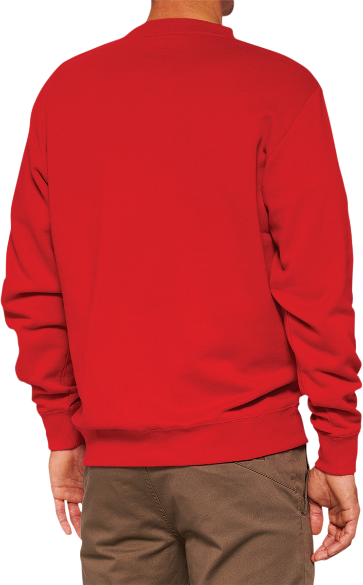 100% Icon Long-Sleeve Fleece Sweatshirt - Red - Large | Model 20026-00012 with Rib Cuffs and Screen-Printed Logo