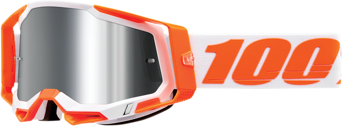 100% Racecraft 2 Goggle with Silver Flash Mirror Lens - Orange Frame, Fits Motocross and ATV Vehicles