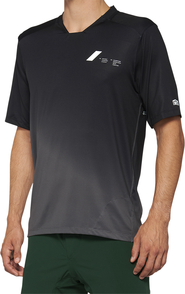 100% Celium Short-Sleeve Jersey for Mountain Bikes and Road Bikes - Black/Charcoal, XL (Part No. 40011-00003)