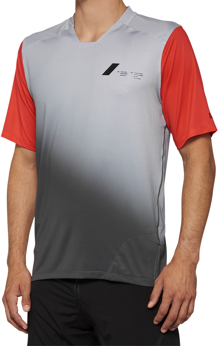 100% Celium Short-Sleeve Jersey for Cycling - Gray/Racer Red, Large - Part Number 40011-00012, Fits Most Mountain and Road Bikes