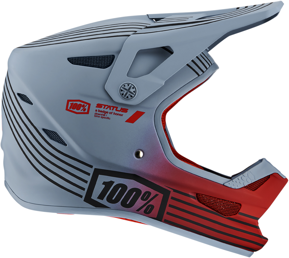 100% Status Helmet Caltec/Gray Large - Lightweight Motorcycle Helmet with Active Cooling System and Impact Protection
