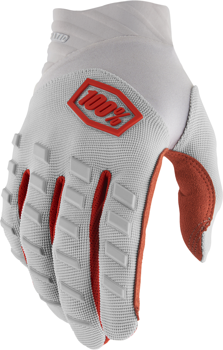 100% Airmatic Gloves Silver Small - Durable Neoprene Cuff, Adjustable TPR Wrist Closure, and Tech-Enabled Design